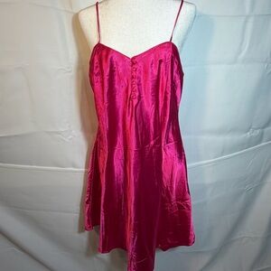 Hidden Fantasies Slip Dress Womens Large Hot Pink Satin Slip Lingerie Vintage